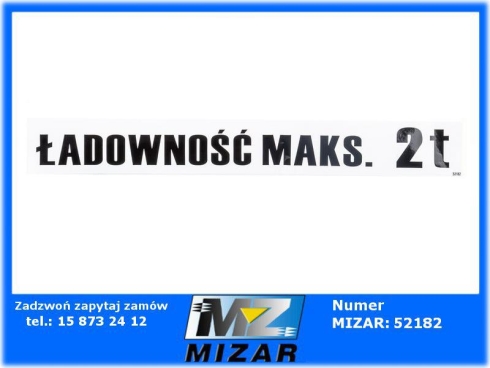 Naklejka ładowność 2t 46x6cm-71008