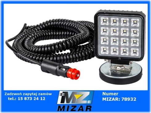 Lampa robocza LED na magnes + przewód 10m + wtyk do zapalniczki-71212