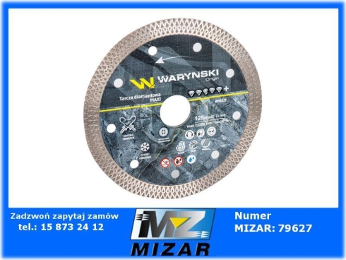 Tarcza diamentowa 125x22,23mm do cięcia z nasypem wprasowanym MAXI Waryński-71242