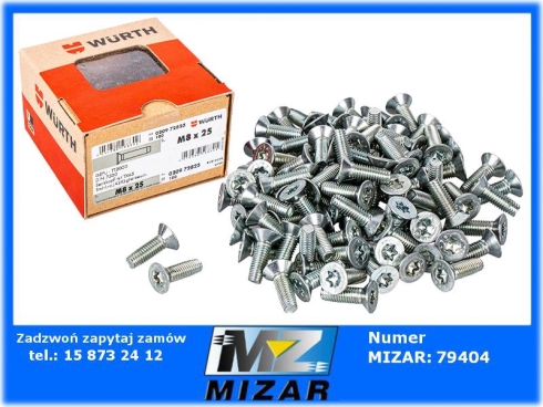 Wkręt samogwintujący do metalu M8x25 TX45 100szt. Wurth-71567