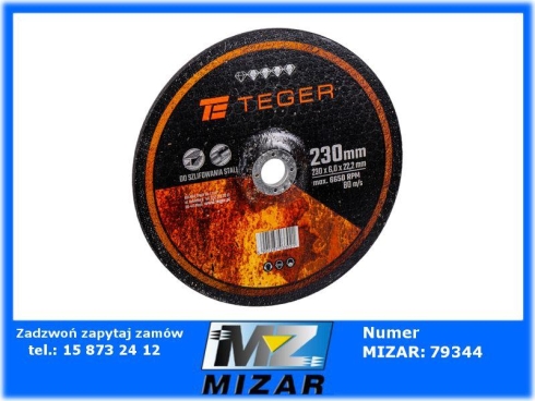 Tarcza do szlifowania metalu 230x6x22,2mm Teger-71555