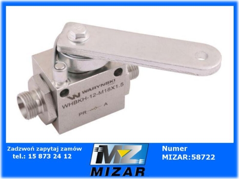 Zawór odcinająco-zwrotny ogranicznik posuwu/skoku 2/2 M18x1.5 12L z otworami mocującymi 350 bar Waryński-72057