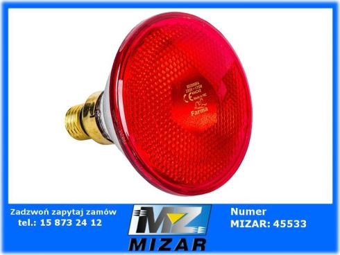 Lampa grzewcza dla zwierząt E27 175W czerwona KWOKA promiennik podczerwieni Farma-72415