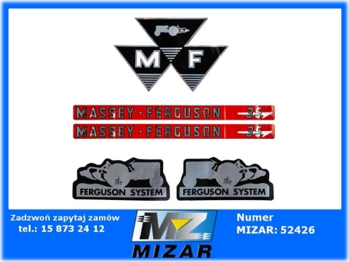 Naklejki Massey Ferguson MF35 zestaw 5szt. 3406970M91-73171