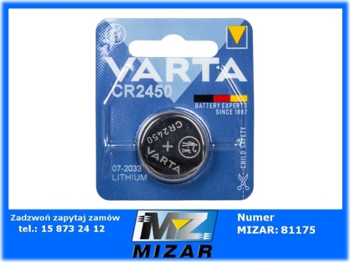 Bateria CR2450 1szt. Varta -73996