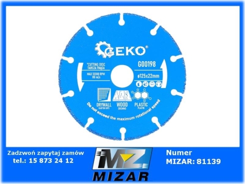 Tarcza do drewna plastiku płyt GK 125x22,2mm GEKO-73955