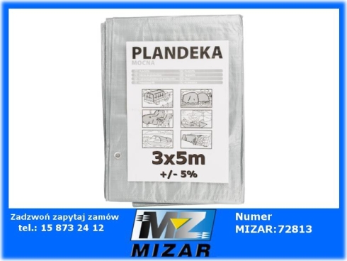 Plandeka srebrna 3x5m 110g/m2 WZMACNIANA GRUBA-74221