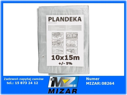 Plandeka srebrna 10x15m 110g/m2 WZMACNIANA GRUBA-74211