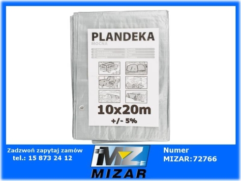 Plandeka srebrna 10x20m 110g/m2 WZMACNIANA GRUBA-74219