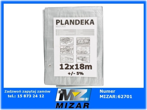 Plandeka srebrna 12x18m 110g/m2 WZMACNIANA GRUBA-74218