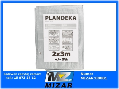 Plandeka srebrna 2x3m 110g/m2 WZMACNIANA GRUBA-74209