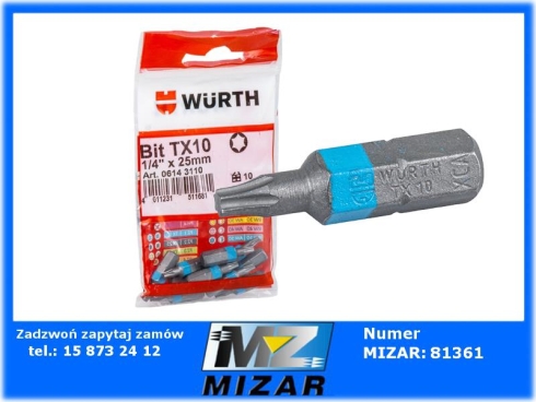 Końcówka wkrętakowa TORX TX10 1/4" 25mm WURTH-74500