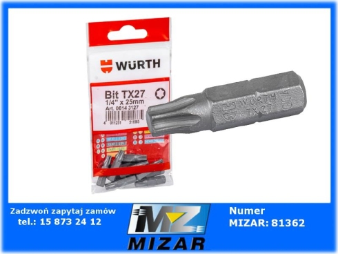 Końcówka wkrętakowa TORX TX27 1/4" 25mm WURTH-74501