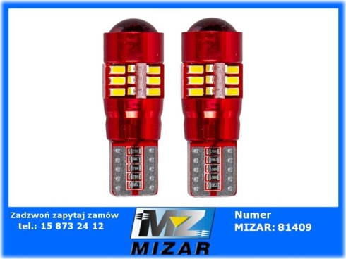 Żarówka LED W5W biała 12V/24V 27SMD 2szt. Amio-74586