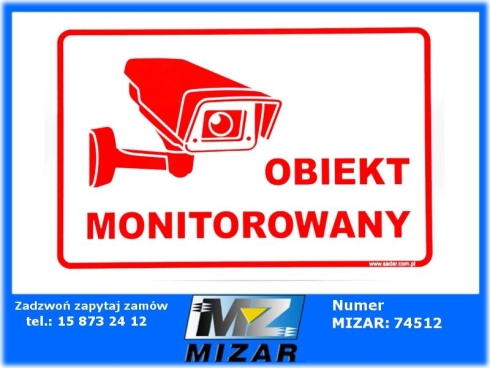 Tablica ostrzegawcza 30x20cm Obiekt Monitorowany PCV-74581