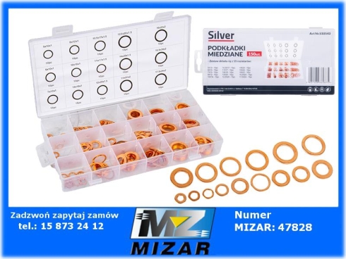 Zestaw podkładek miedzianych 150szt. 15 rozmiarów-74985