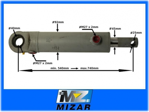 SIŁOWNIK HYDRAULICZNY LEWEJ PODPORY CYKLOPA KRAJ-7495