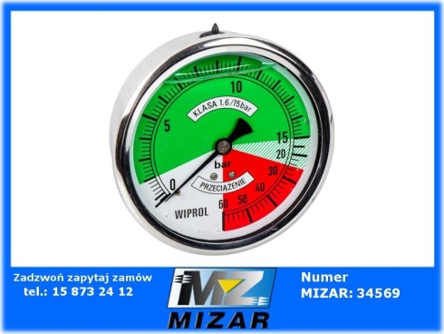 Manometr opryskiwacza fi 100 0-15/60 BAR tylne 1/4"-75157