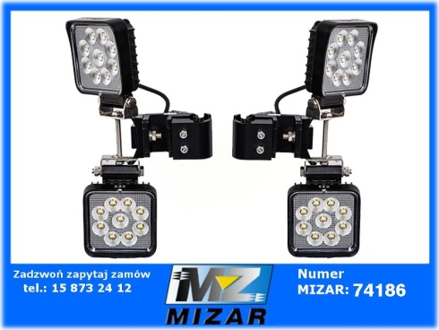 Lampy robocze 144 LED 2880lm 1224V z uchwytem bocznym prawa lewa 2szt. Case New Holland Zetor Deutz Valtra-75287