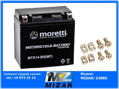 Akumulator żelowy 12V 12Ah MTX14-BS YTX14-BS Moretti-76121