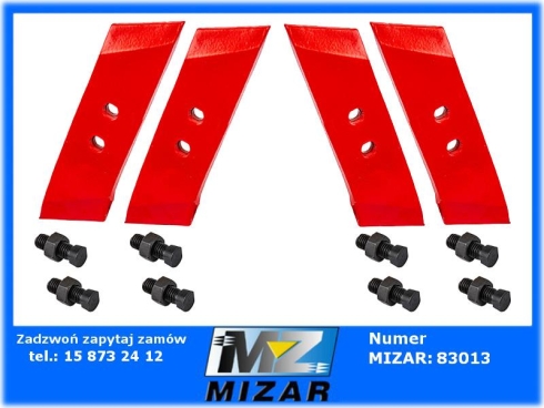 Dłuta Kverneland lemiesza LEWE 2szt. + PRAWE 2szt. + ŚRUBY 8szt. Zestaw-76369