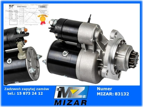 Rozrusznik C-360 C-330 z reduktorem 2,7kW 12V odpowiednik 9142722 certyfikat parametrów-78217