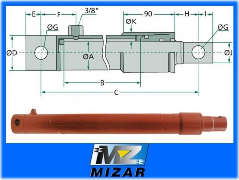 SIŁOWNIK HYDRAULICZNY JEDNOSTRONNY 50/300 GRANIT-8241