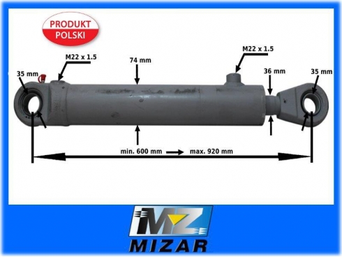 Siłownik hydrauliczny dwustronny 600-920mm fi 35mm-8378