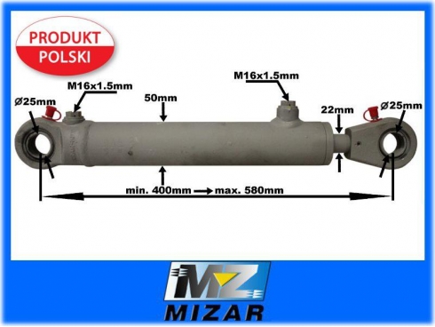 SIŁOWNIK HYDRAULICZNY DWUSTRONNY WSPOMAGANIA C-330 CJ24022190 CJ2F*40/22*190-8538