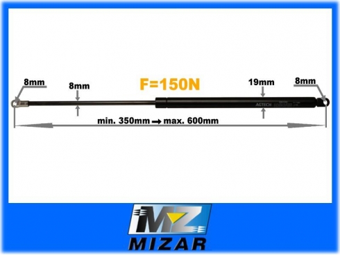 AMORTYZATOR GAZOWY MTZ SZYBY TYLNEJ I SZYBERDACHU 68901000-8644